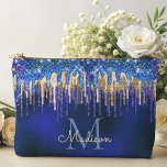 Chic blue aqua unicorn gold glitter drips monogram accessory pouch<br><div class="desc">Chic blue aqua unicorn and gold dripping glitter monogram Accessory Pouch. To make it extra special, it is also monogrammed and personalised with name or initials or any text you like, click the "customise further" link and use the design tool to modify the design if you like. Beautiful, modern and...</div>