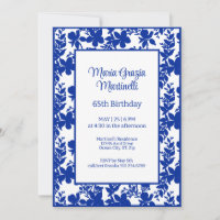 Chic Blue Azure Floral 65th Birthday Party