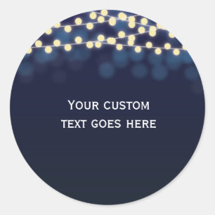 Chic Blue Bokeh Night Sky String Lights Sticker