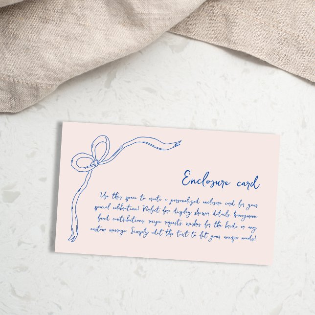 Chic Blue Bow Hand Drawn Bridal Shower Any Enclosure Card (Chic Blue Bow Hand Drawn Bridal Shower Any Enclosure Card)