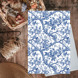 Chic Blue Branches Floral French Vintage Decoupage Tissue Paper