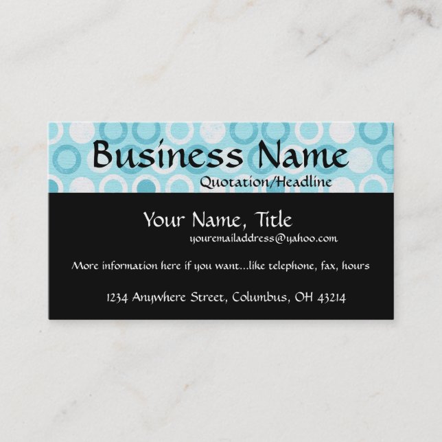 Chic Blue Circles Business Card (Front)
