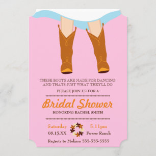 Chic Blue Cowgirl Country Bridal Shower Invitation