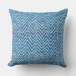 Chic blue cream chevron cushion