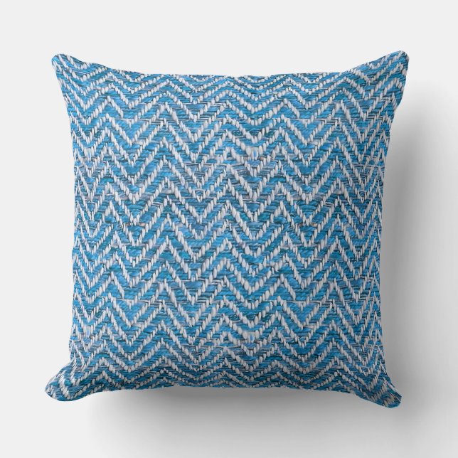 Chic blue cream chevron cushion (Front)