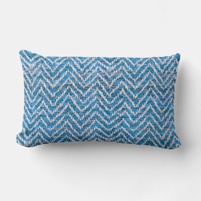 Chic blue cream chevron lumbar cushion (Front)