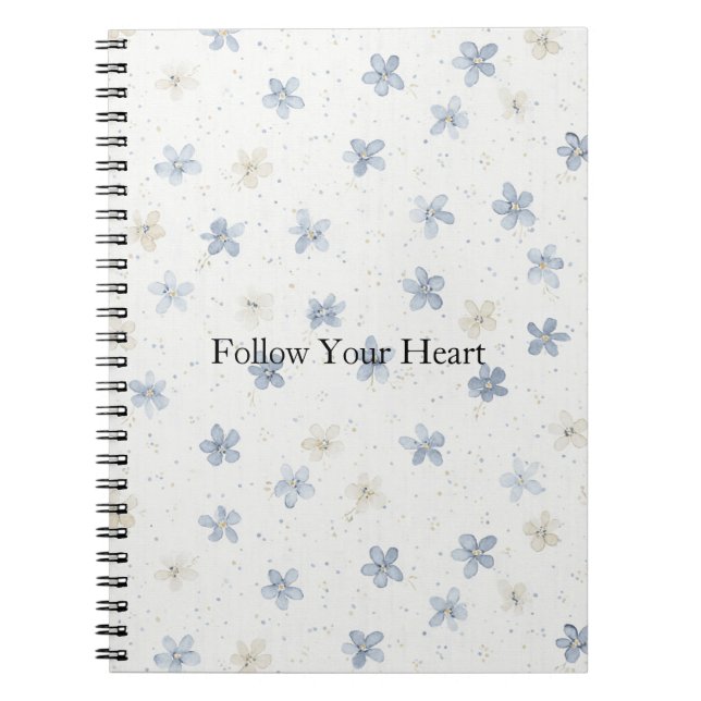 Chic Blue Cream Flowers   Notebook (Front)