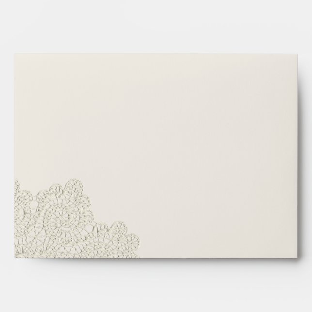 Chic Blue Denim & Ivory Lace Wedding Envelope (Front)