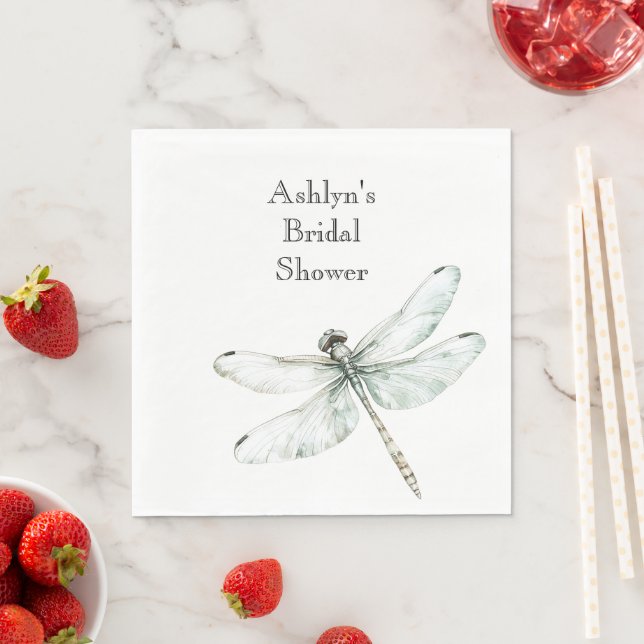 Chic Blue Dragonflies Bridal Shower Napkin (Insitu)