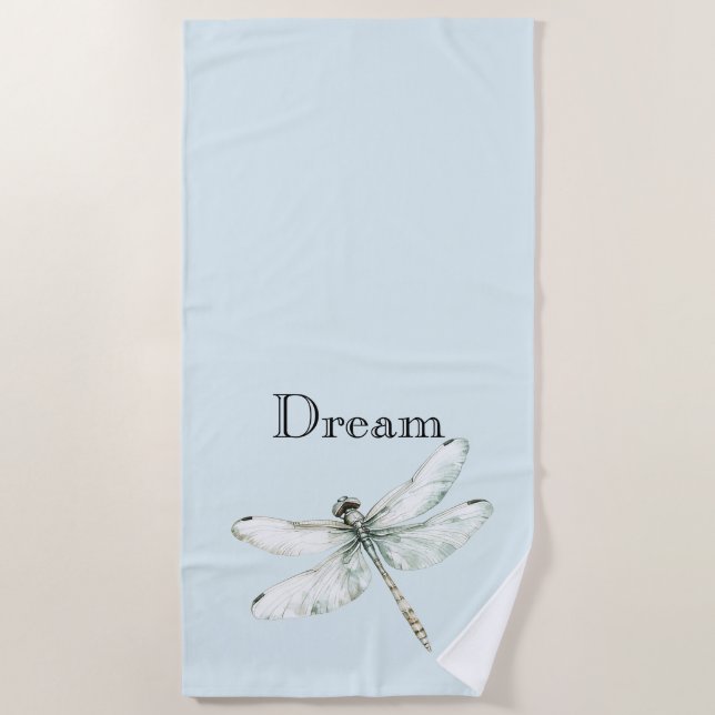 Chic Blue Dragonflies Dream Beach Towel (Front)