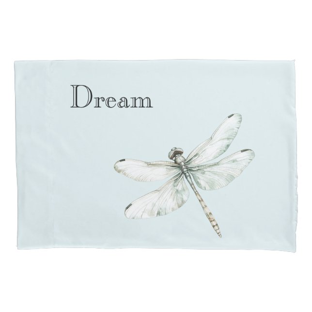 Chic Blue Dragonfly Dream Pillowcase (Front)