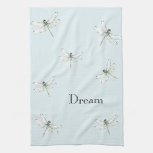 Chic Blue Dragonfly Dream Tea Towel