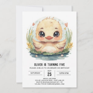 Chic Blue Duck Birthday Invitation