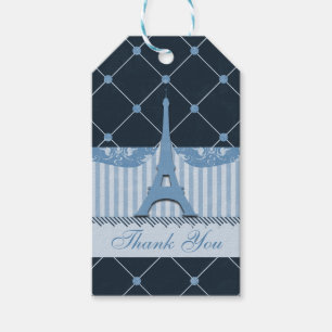 Chic Blue Eiffel Tower Thank You Gift Tags
