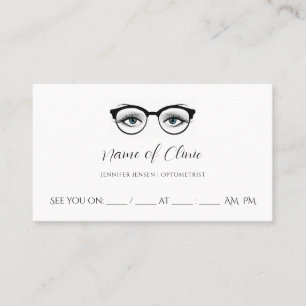 Chic Blue Eye Eyeglasses Eye Exam Appointment Card