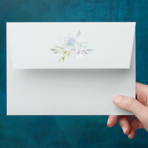Chic Blue Floral Return Address Quinceanera Envelope