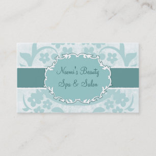 chic blue floral swirls salon business card