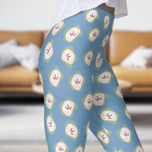 Chic Blue Frost Sepal and Style Floral Pattern Leggings