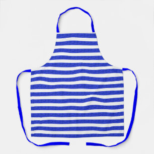 Chic Blue Geometric Stripes Apron