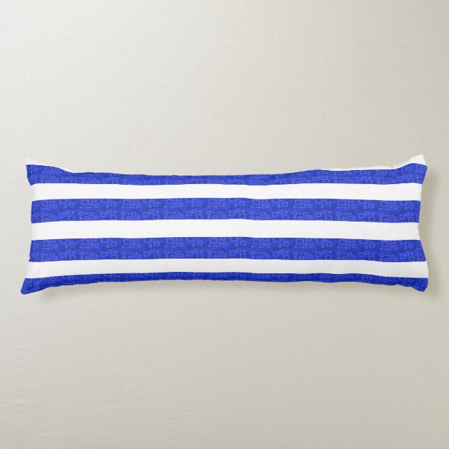 Chic Blue Geometric Stripes  Body Cushion (Front)
