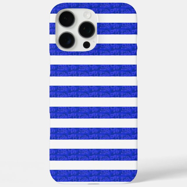 Chic Blue Geometric Stripes  Case-Mate iPhone Case (Back)