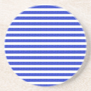 Chic Blue Geometric Stripes Coaster