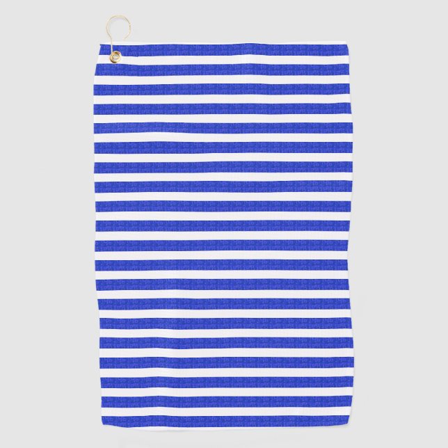 Chic Blue Geometric Stripes Golf Towel (Front)