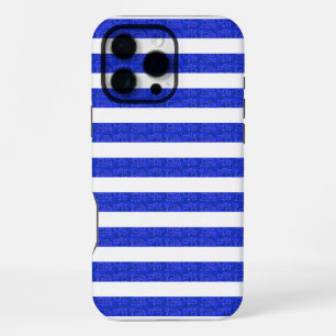 Chic Blue Geometric Stripes iPhone 16 Pro Max Case
