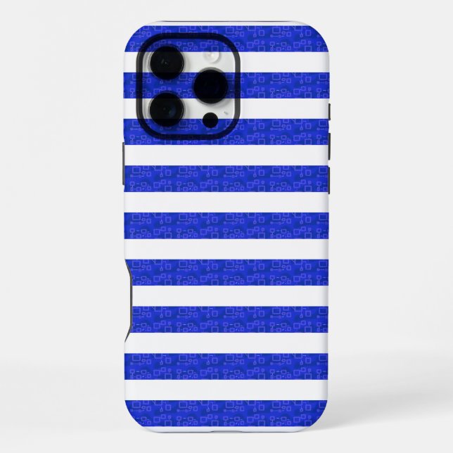 Chic Blue Geometric Stripes  iPhone Case (Back)