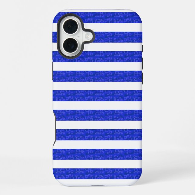 Chic Blue Geometric Stripes  iPhone Case (Back)