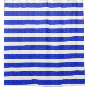 Chic Blue Geometric Stripes  Shower Curtain