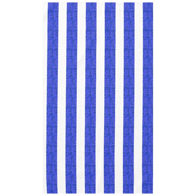 Chic Blue Geometric Stripes Tablecloth (Front)