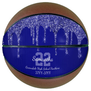 Chic Blue Glitter Drips Name Team Number Year Basketball