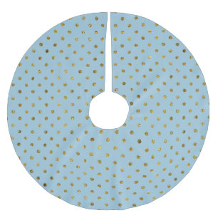 Chic Blue Gold Glam Dots Christmas Brushed Polyester Tree Skirt