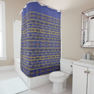 Chic Blue Gold Sparkles Shower Curtain