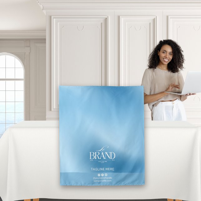 Chic Blue Gradient Logo Event Display Table Runner Tapestry (Creator Uploaded)