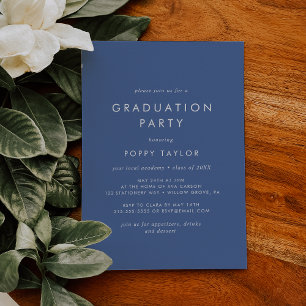 Chic Blue Graduation Party Invitation