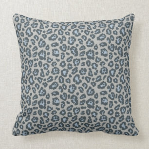 Chic Blue Gray Leopard Print Pattern Cushion