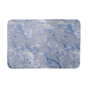 Chic blue grey floral bath mat