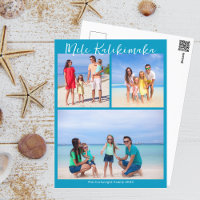 Chic Blue Mele Kalikimaka Photo Collage Christmas