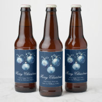 Chic Blue Merry Christmas Ornaments Customised