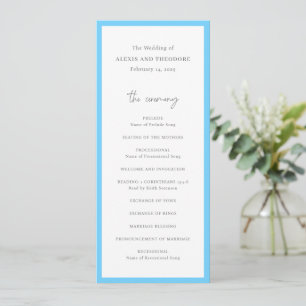 Chic Blue Modern Wedding Program