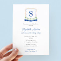 Chic Blue Nautical Monogram Boy Baby Shower Party