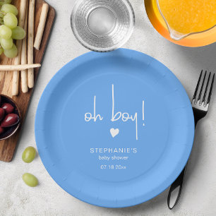 Chic Blue Oh Boy Customised Paper Plate