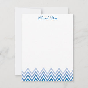Chic Blue Ombre Chevrons Note Cards