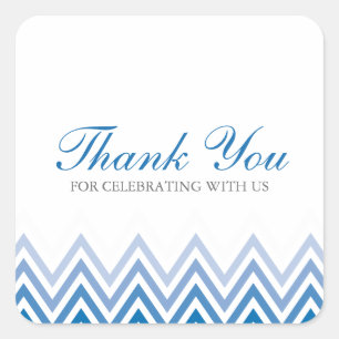 Chic Blue Ombre Chevrons Square Sticker