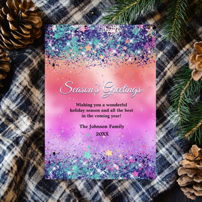 Chic blue orange glitter Christmas new year  (Creator Uploaded)