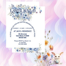 Chic Blue Pastel Floral Blooms Easter Sunday Party