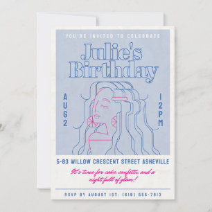Chic Blue & Pink Birthday Invitation – Glam Girl