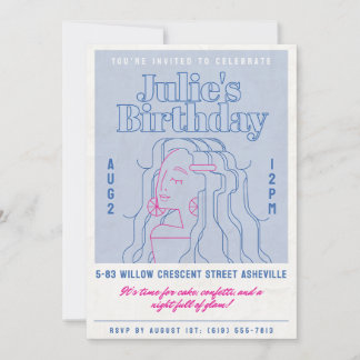 Chic Blue & Pink Birthday Invitation – Glam Girl